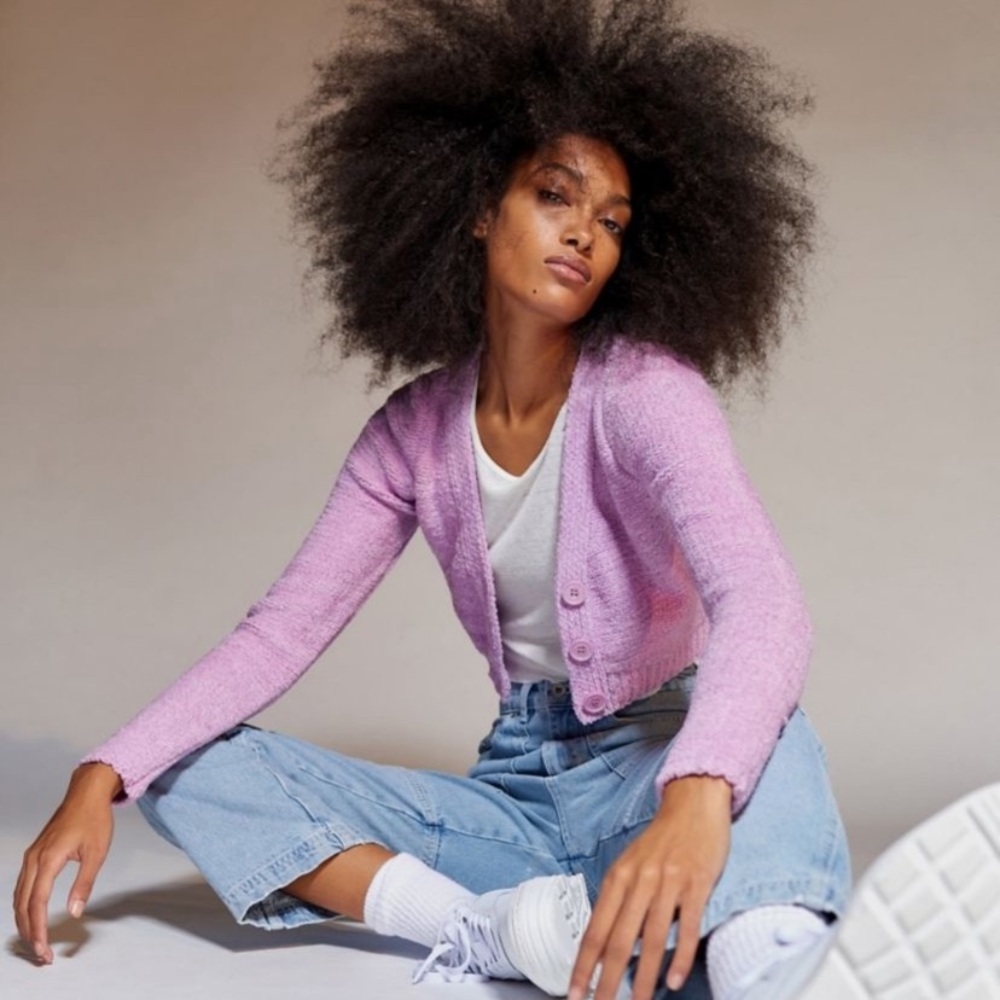 Urban Outfitters Dina Violet Purple Cropped Cardigan